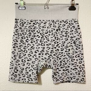 LOFT Gray and Black Leopard-Print Bike Shorts